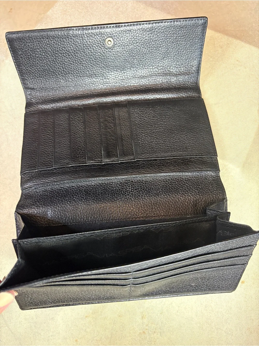 Via Spiga Black Leather Studded Clutch Wallet